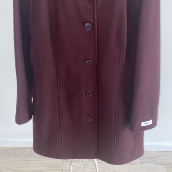 Calvin Klein Walker Coat in Bordeaux - Picture 7 of 16